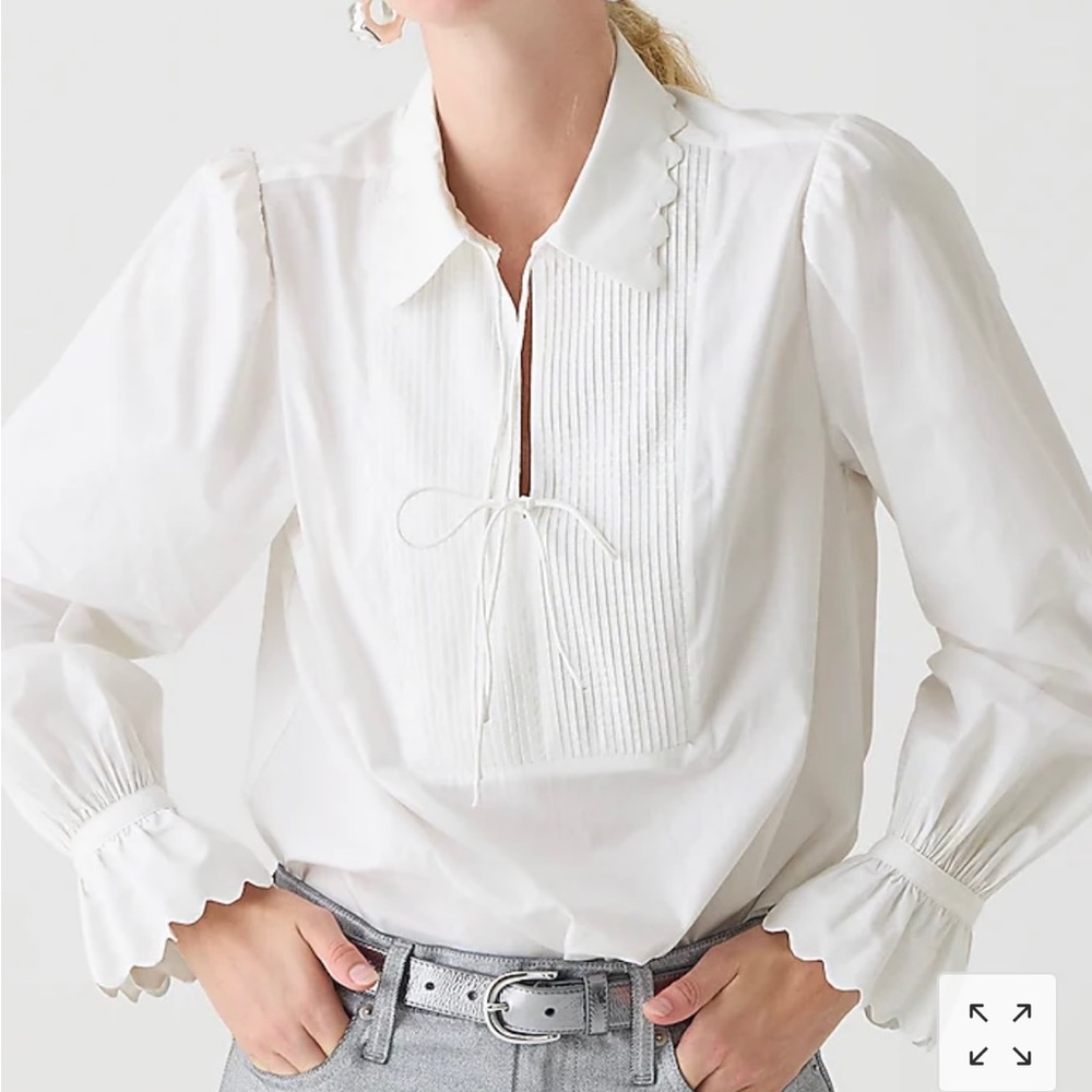 J. Crew scalloped popover top in cotton poplin
